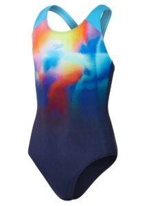 Speedo Girls Digital Placement Splashback Swimsuit - Navy / Blue