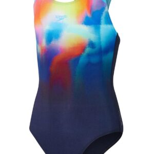 Speedo Girls Digital Placement Splashback Swimsuit - Navy / Blue