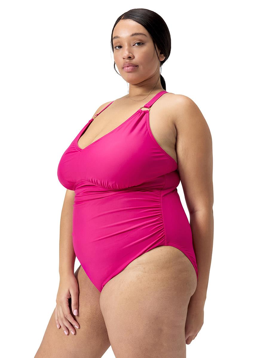 Speedo Womens Shaping V Neck Plus One Piece Swimsuit - Magento Haze-619439