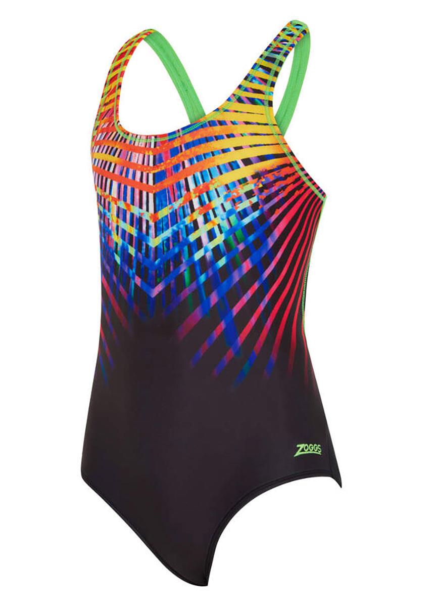 Zoggs Girls Neon Vibe Rowleeback Swimsuit-618915