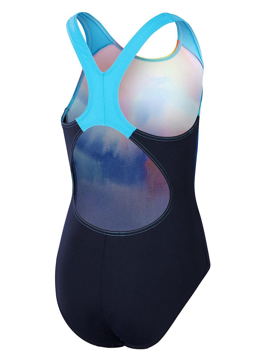 Speedo Girls Digital Placement Splashback Swimsuit - Navy / Blue-brand