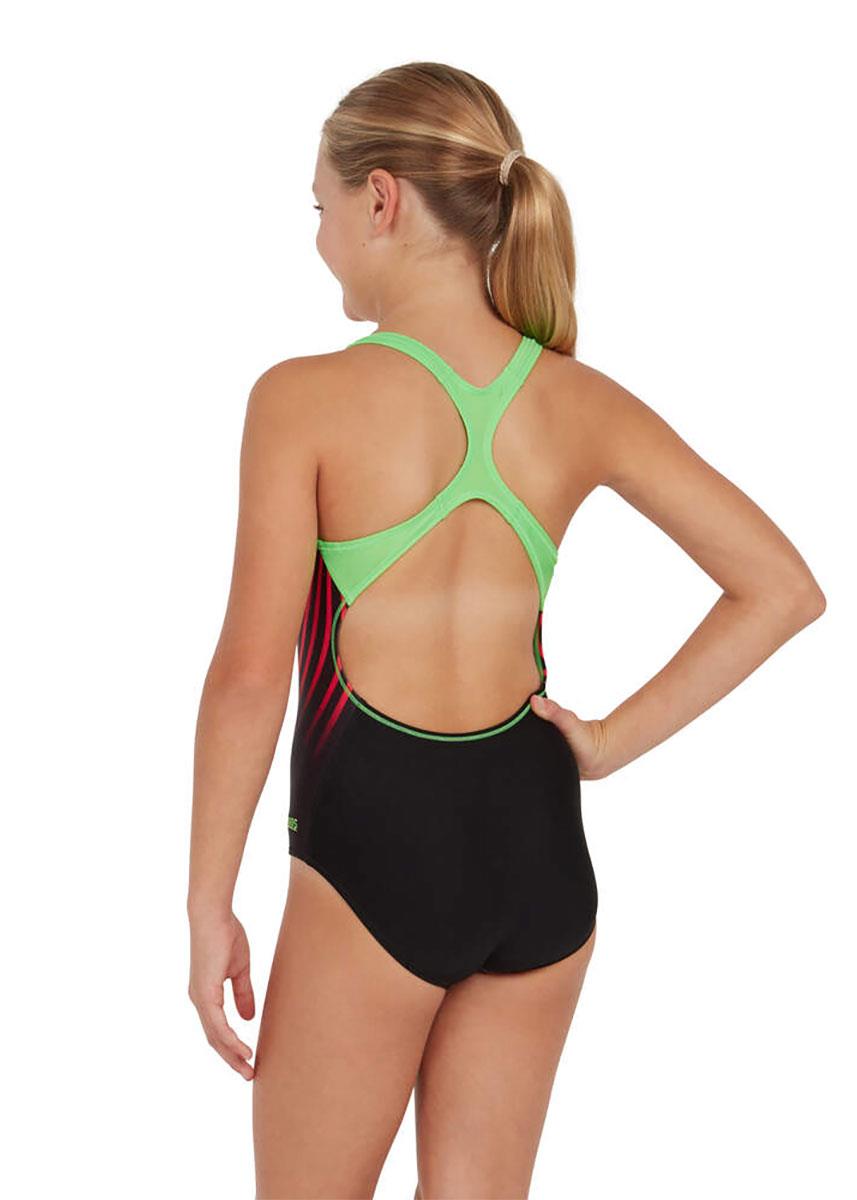 Zoggs Girls Neon Vibe Rowleeback Swimsuit-brand