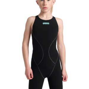 Arena Powerskin Girls Impulso Openback Kneesuit - Black / Teal
