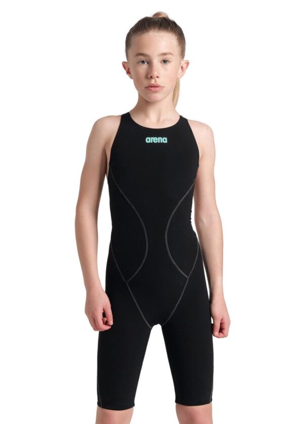 Arena Powerskin Girls Impulso Openback Kneesuit - Black / Teal