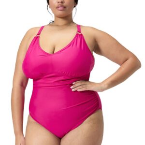 Speedo Womens Shaping V Neck Plus One Piece Swimsuit - Magento Haze