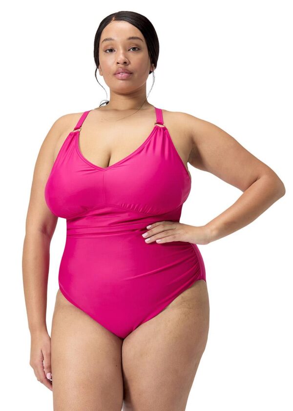 Speedo Womens Shaping V Neck Plus One Piece Swimsuit - Magento Haze