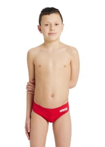 Arena Boy's Team Solid Swim Briefs - Red / White