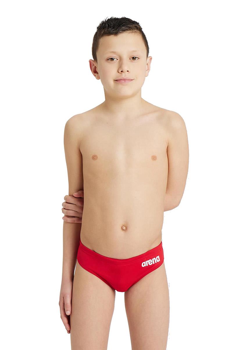 Arena Boy's Team Solid Swim Brief - Red / White