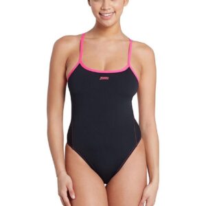 Zoggs Blaze Skyback Swimsuit - Black / Magenta