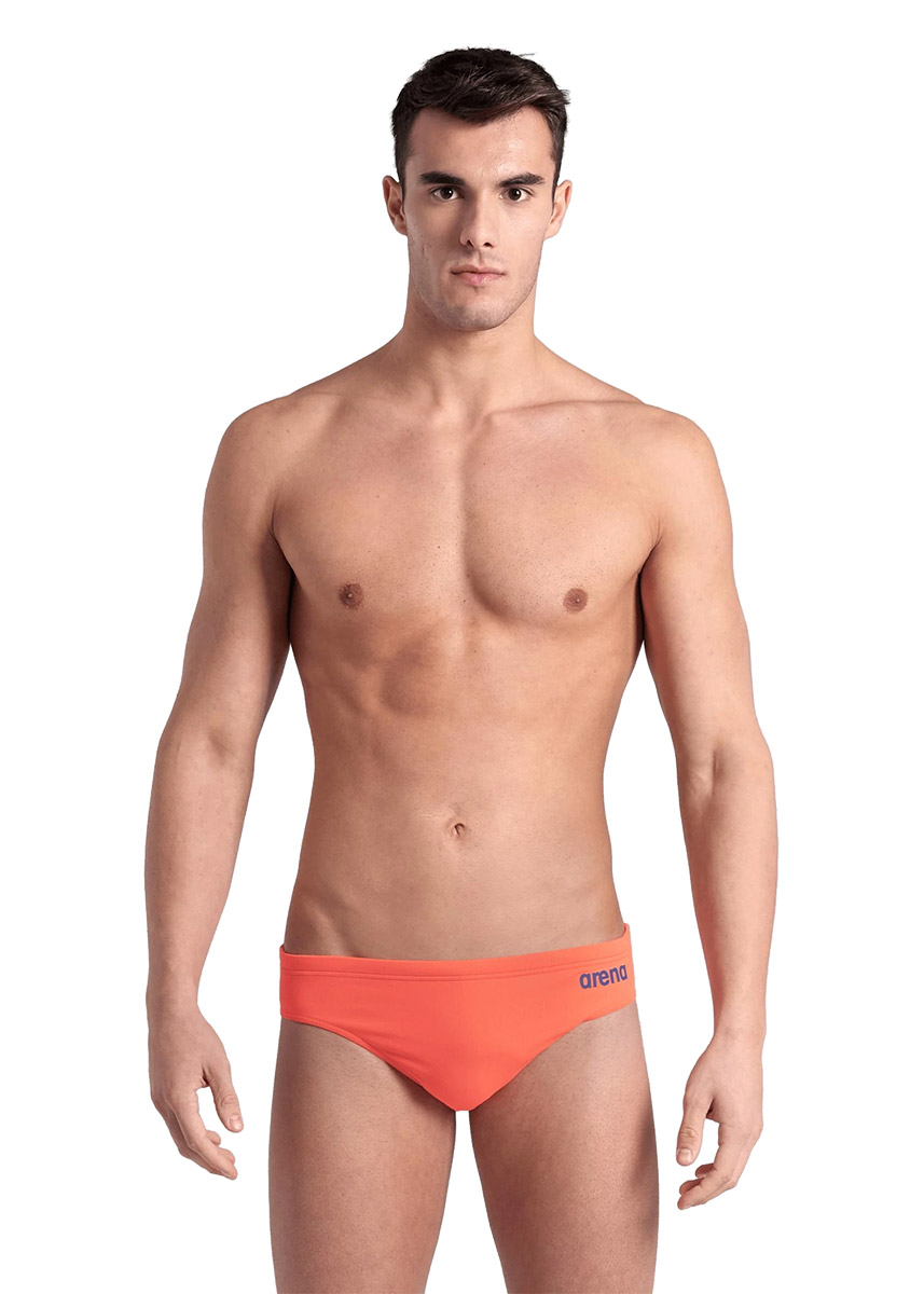 Arena Team Solid Swim Brief - Bright Coral - Orange