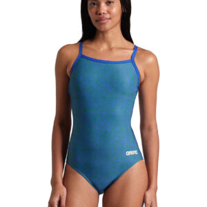 Arena Abstract Tiles Light Drop Back Swimsuit - Royal Team / Royal Green