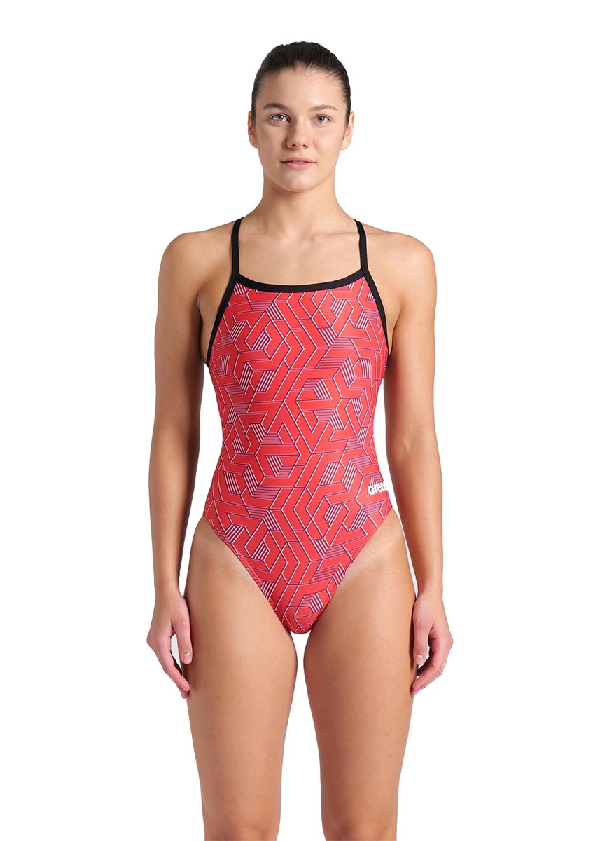 Arena Womens Escape Challenge Back Swimsuit - Black / Team Red-626705