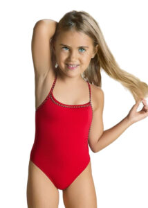 Dolfin Girls Solid Tie Back Swimsuit - Red