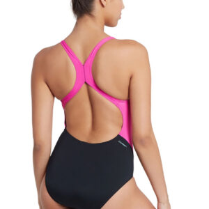 Zoggs Women’s Eaton Flyback Swimsuit – Black/Magenta