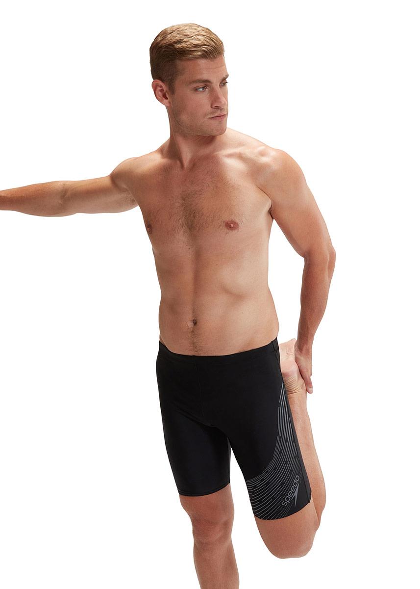 Speedo Medley Logo Jammer - Black / Orange - Front view - 3