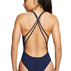 Nike Women’s Hydrastrong Solid Spiderback One Piece Swimsuit – Navy Blue