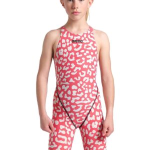 Arena Girls Powerskin ST Next Limited Edition Leopard Skin Openback Kneeskin - Geranium