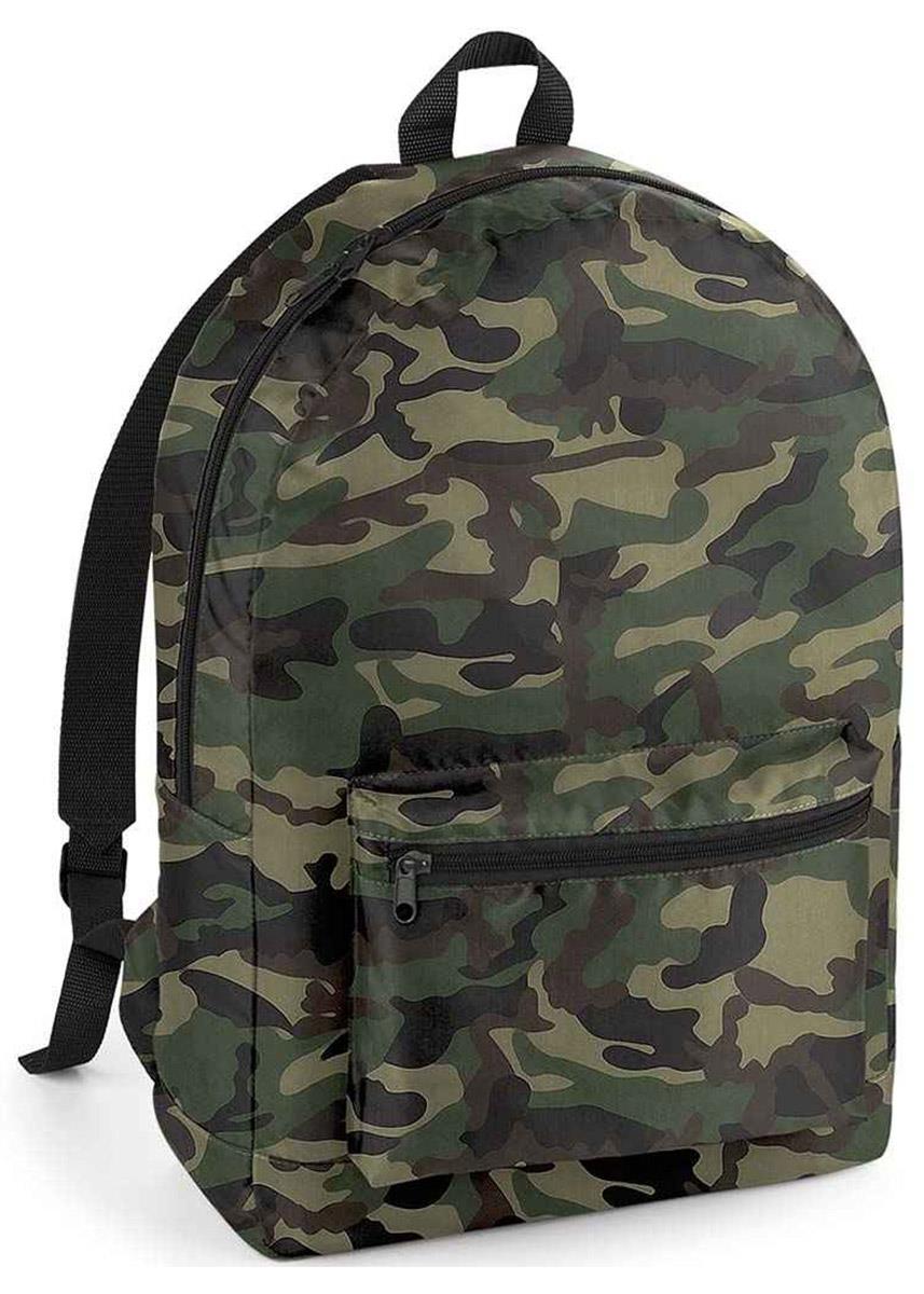 BagBase Packaway Backpack - Jungle Camouflage / Black