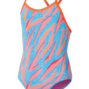 Speedo Girls Allover Digital Vback Swimsuit - Kiki Pink/Picton Blue/Siren Red-0
