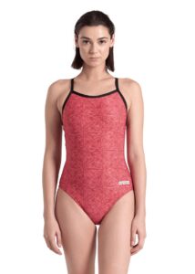 Arena Womens  Abstract Tiles Light Drop Back Swimsuit - Red Team