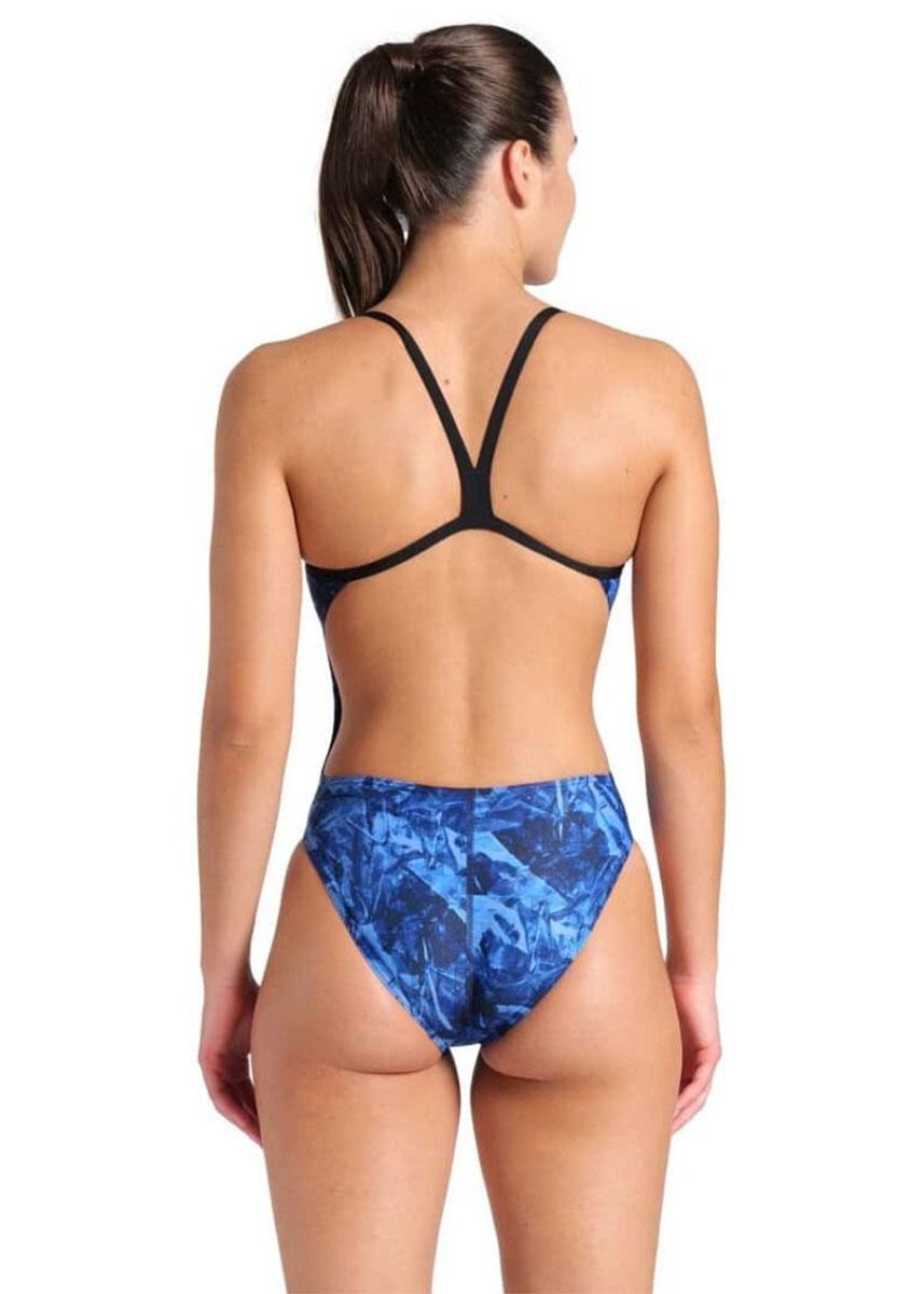 Arena Womens Team Crackle Challenge Back Swimsuit - Black / Royal Blue-brand