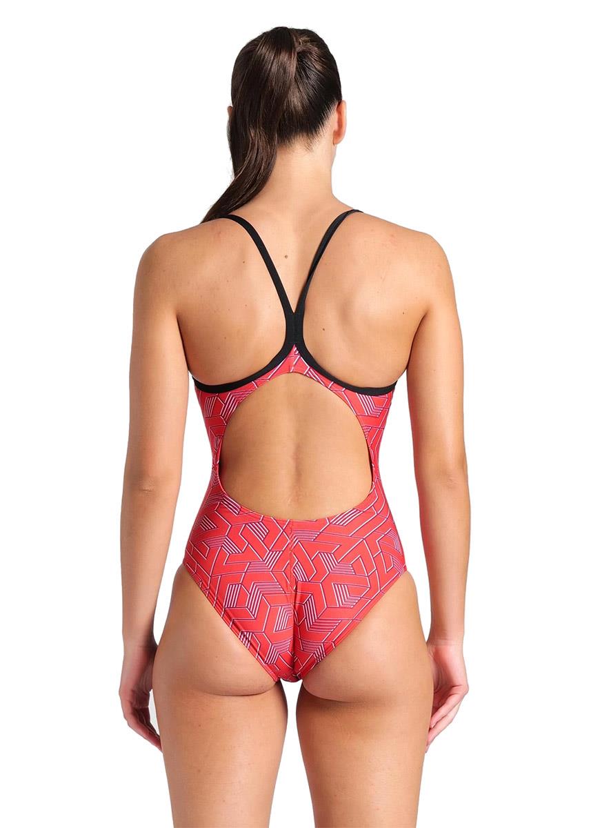 Arena Womens Escape Lightdrop Back Swimsuits - Black / Team Red-brand