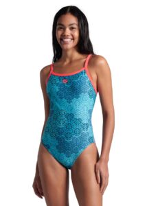 Arena Womens Camo Kikki Challenge Back Swimsuit - Fluo Red / Water Multi