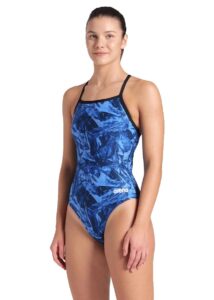 Arena Team Crackle Lightdrop Back Swimsuit - Black / Royal Blue