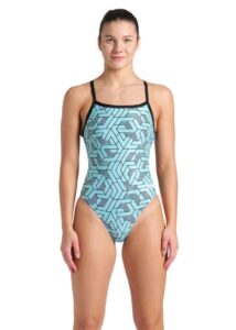 Arena Womens Escape Challenge Back Swimsuit - Black / Aqua Multi