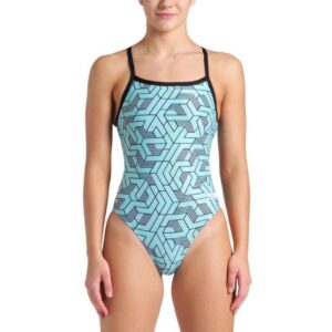 Arena Womens Escape Challenge Back Swimsuit - Black / Aqua Multi-0
