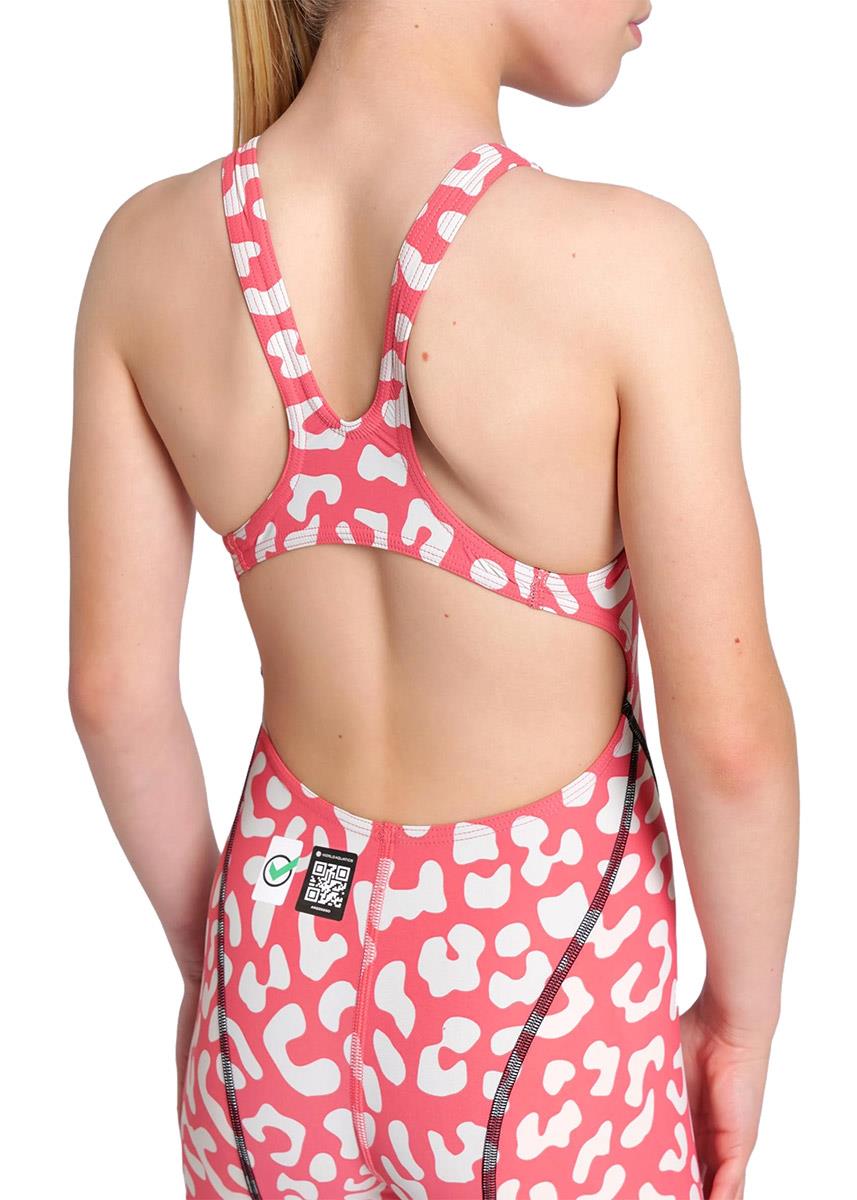 Arena Girls Powerskin ST Next Limited Edition Leopard Skin Openback Kneeskin - Geranium-620131