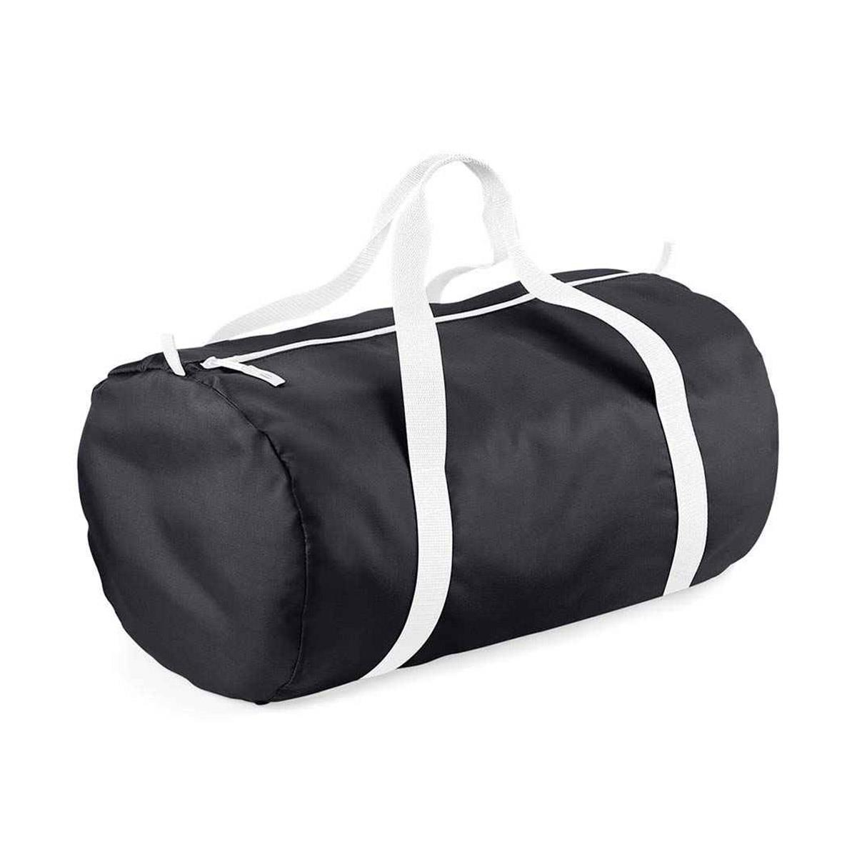 BagBase Packaway Barrel Bag - Black / White
