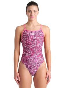 Arena Pink Dahlia Lace Back Swimsuit - Shocking Pink
