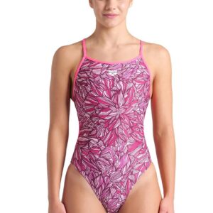 Arena Pink Dahlia Lace Back Swimsuit - Shocking Pink