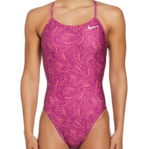Nike Hydrastrong Multi Print Cut Out One Piece Swimsuit - Hot Fuchsia