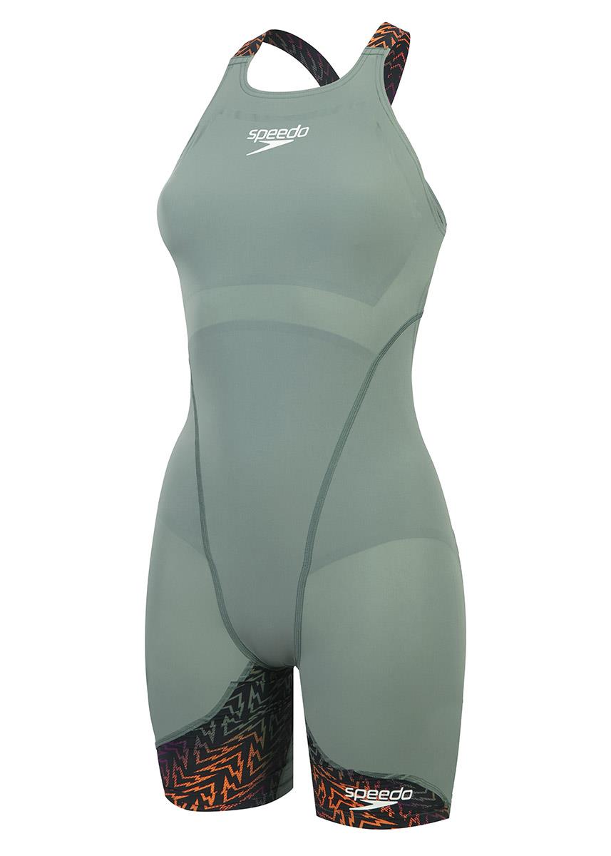 Speedo Fastskin LZR Ignite Openback Kneeskin - Country Green / Black / Nectarine-619774