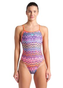 Arena Ondulation Lace Back Swimsuit - Violet / Coral