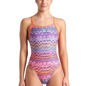 Arena Ondulation Lace Back Swimsuit - Violet / Coral
