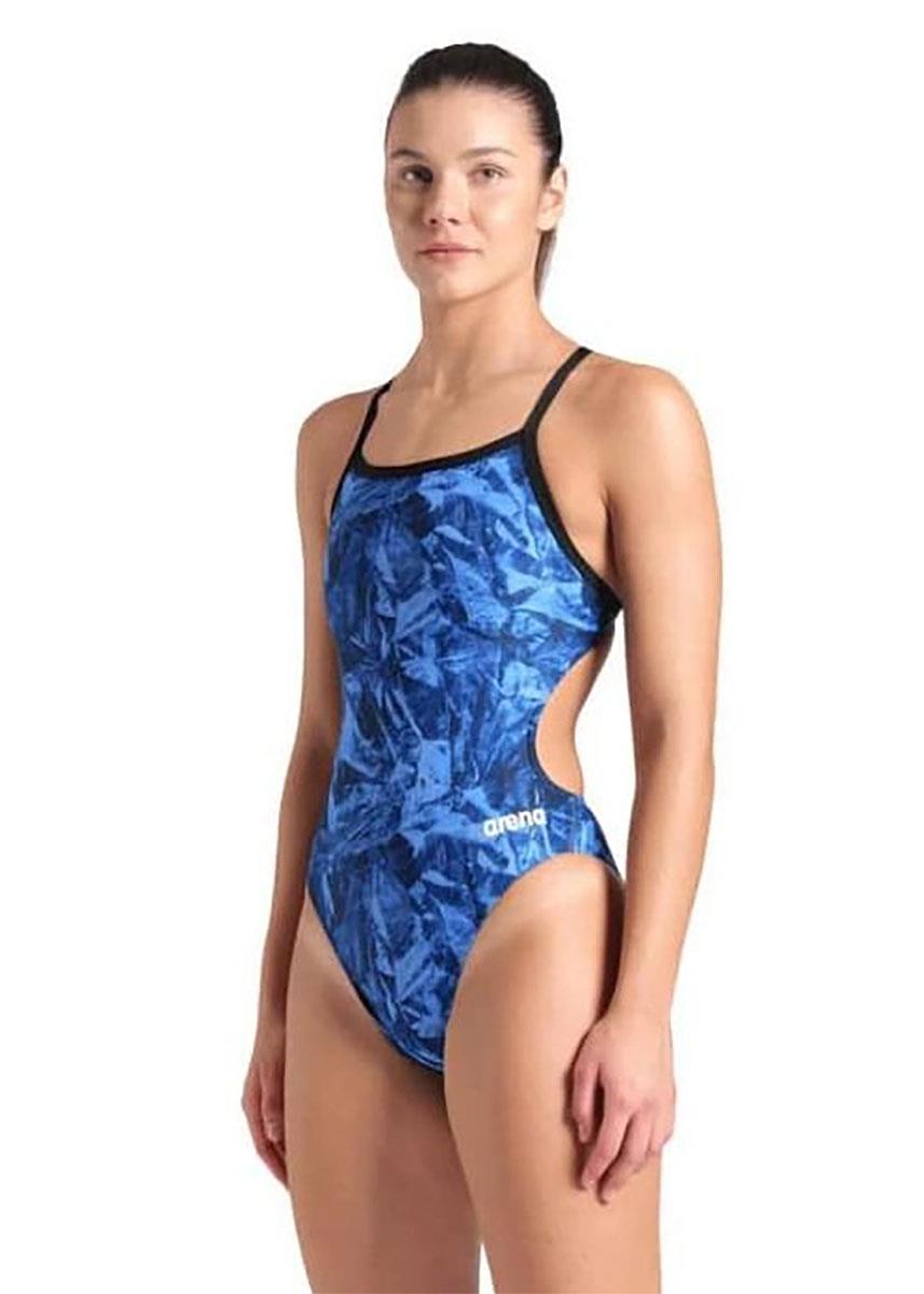 Arena Womens Team Crackle Challenge Back Swimsuit - Black / Royal Blue-622465