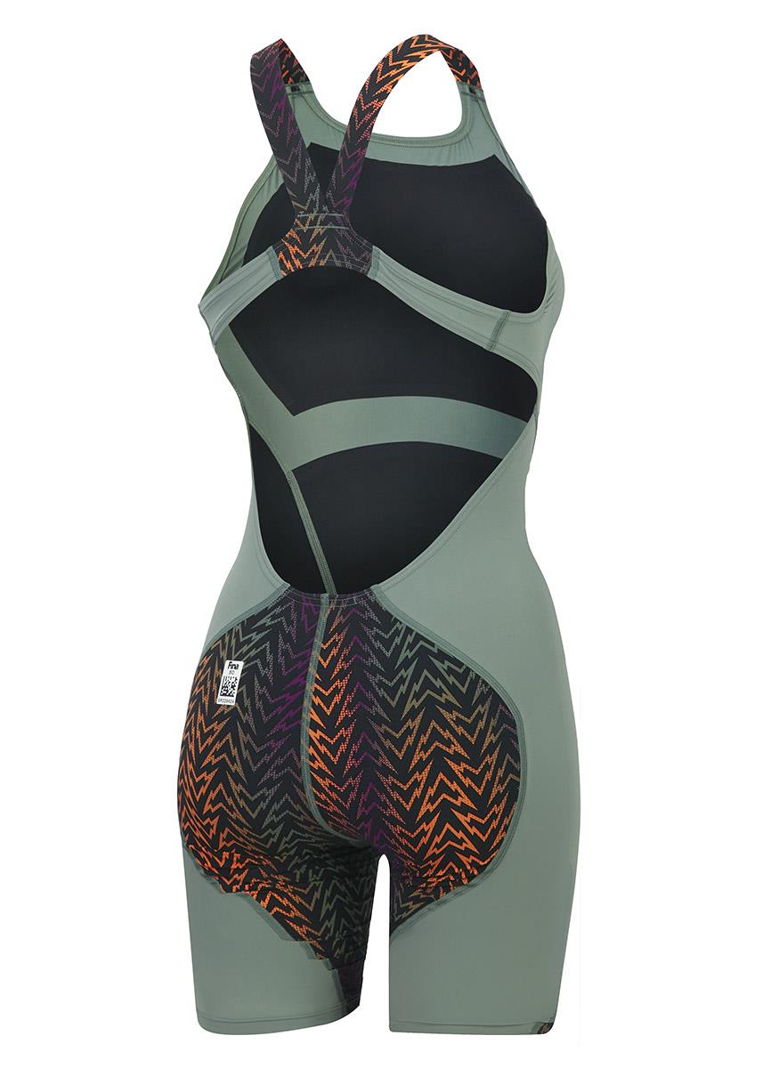 Speedo Fastskin LZR Ignite Openback Kneeskin - Country Green / Black / Nectarine-619775