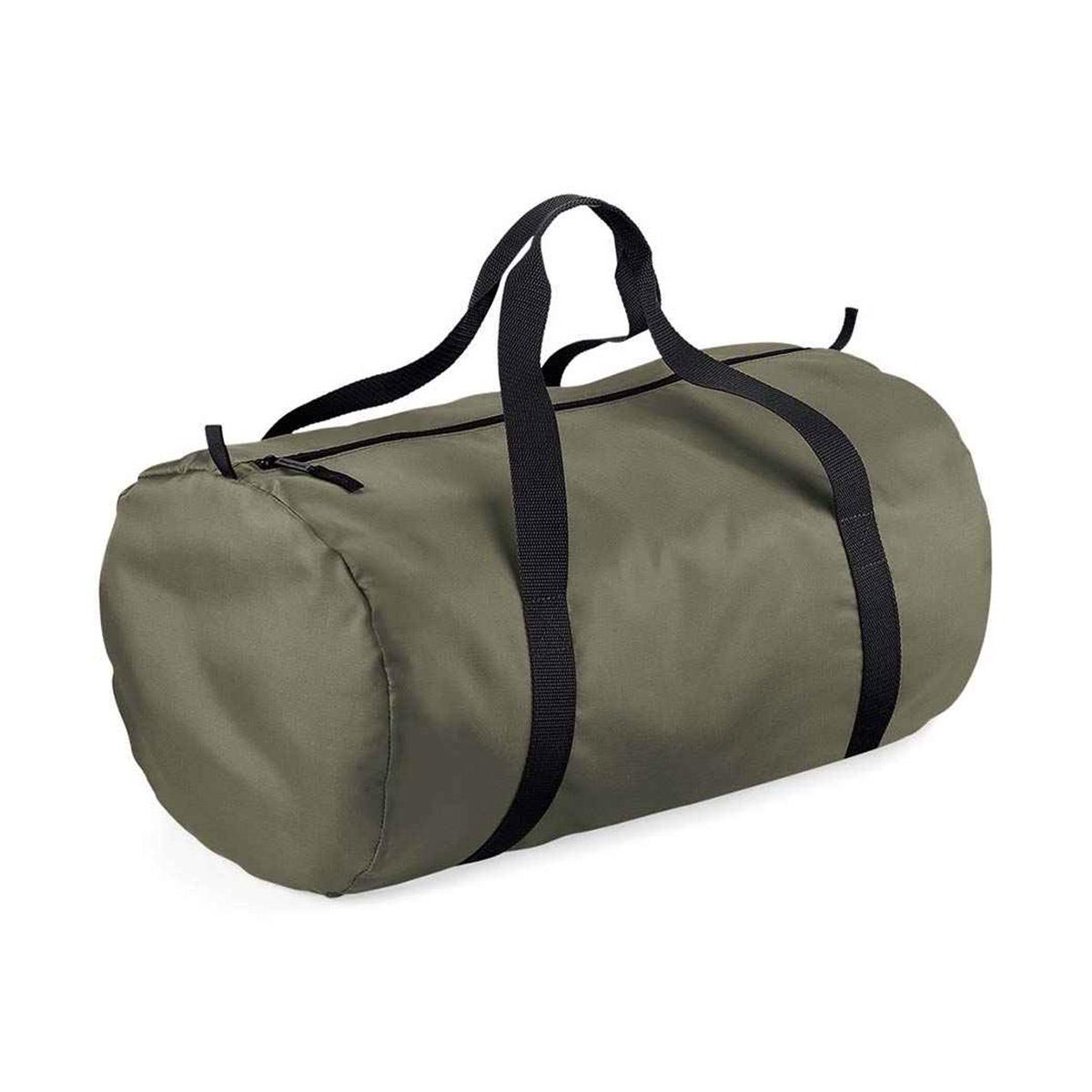 BagBase Packaway Barrel Bag - Olive Green / Black