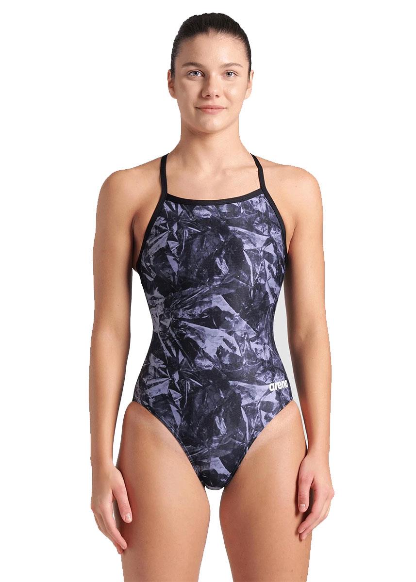 Arena Team Crackle Lightdrop Back Swimsuit - Black