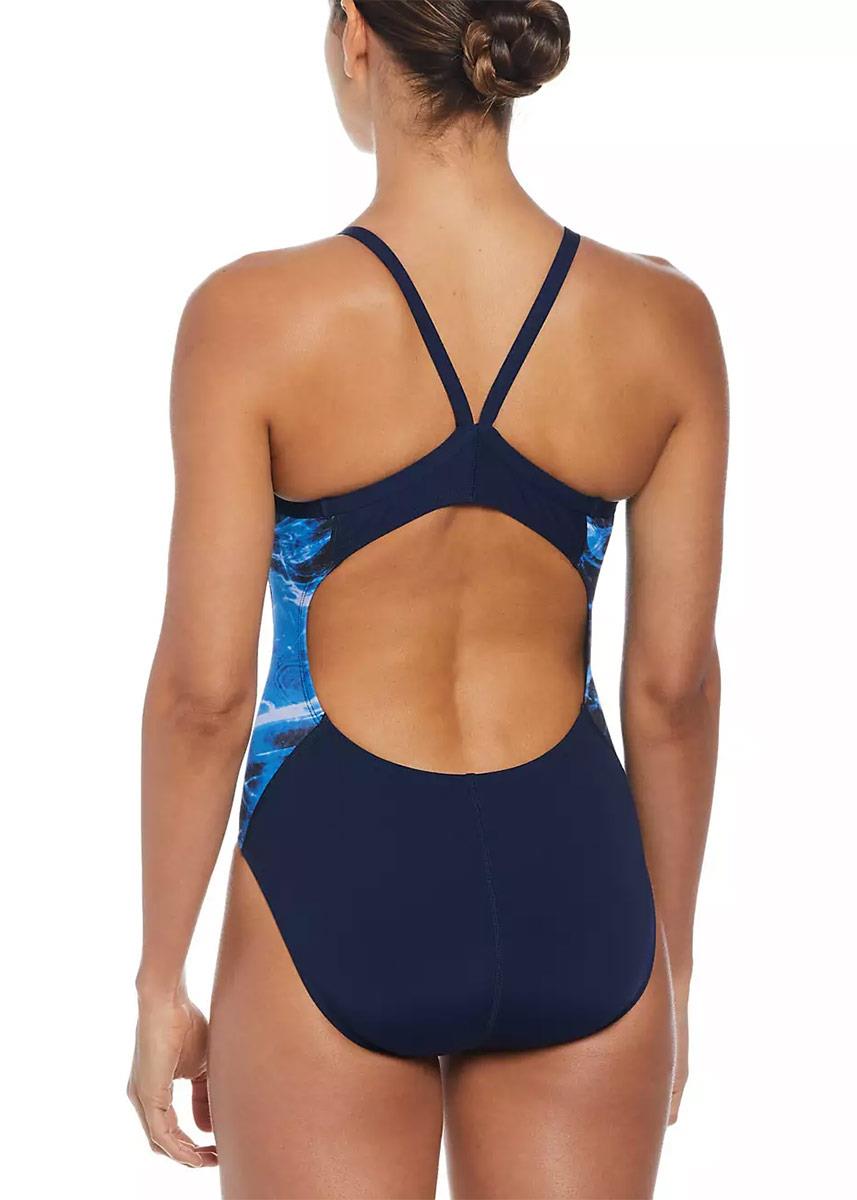 Nike Hydrastrong Multi Print Splice Racerback One Piece Swimsuit - Navy Blue-brand