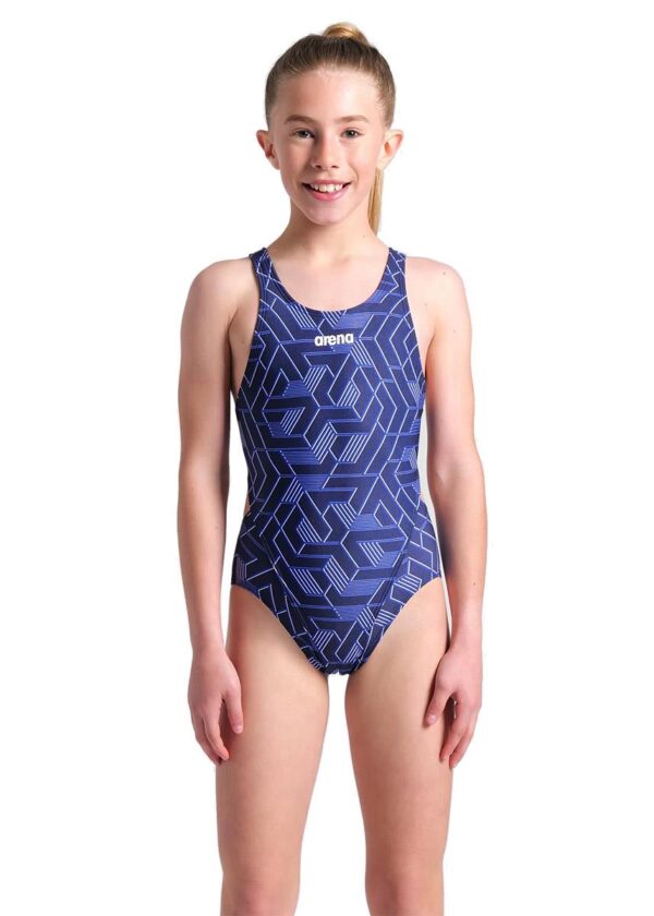Arena Girl's Escape Swim Tech Back Swimsuit - Navy-0