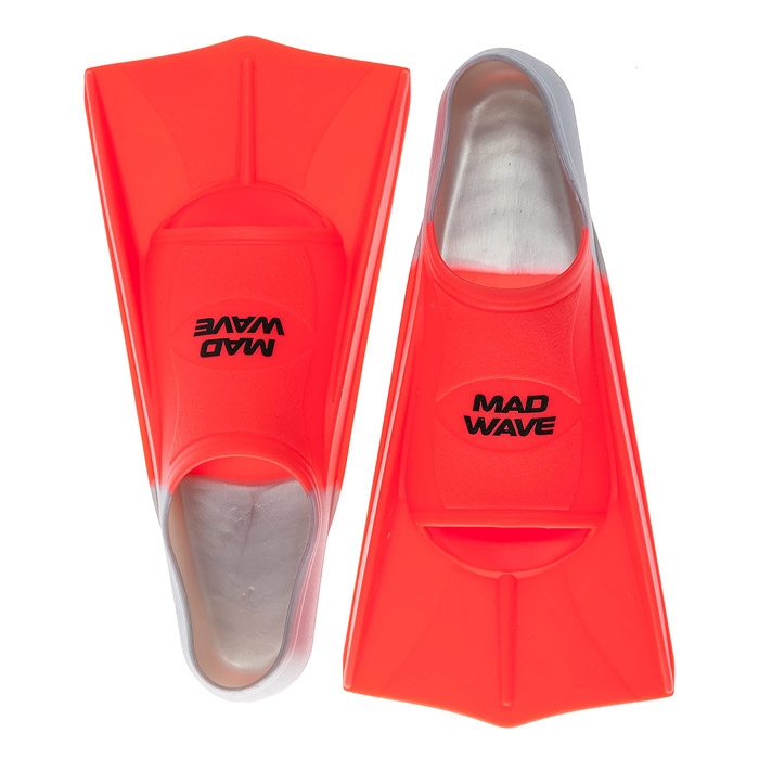 Pair of Mad Wave Short Blade Training Fins - Orange