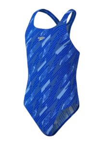 Speedo Girls HyperBoom Allover Medalist Swimsuit - Navy Blue / Blue