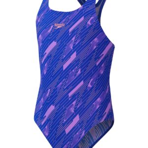 Speedo Girls HyperBoom Allover Medalist Swimsuit - Blue / Pink-0