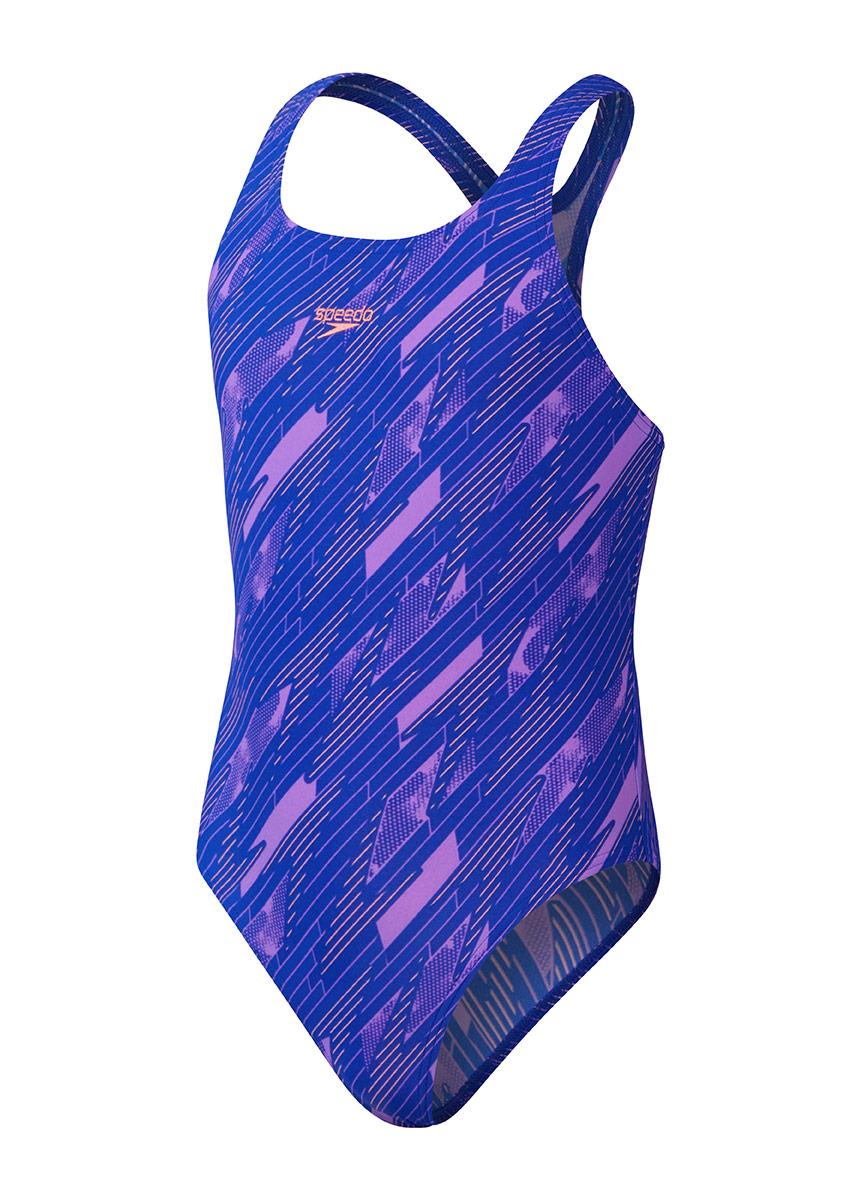 Speedo Girls HyperBoom Allover Medalist Swimsuit - Blue / Pink-0
