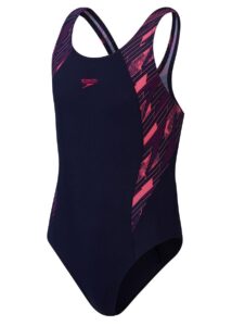 Speedo Girls HyperBoom Splice Muscleback Swimsuit - Navy Blue / Pink