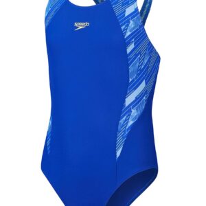 Speedo Girls HyperBoom Splice Muscleback Swimsuit - Navy Blue / Blue